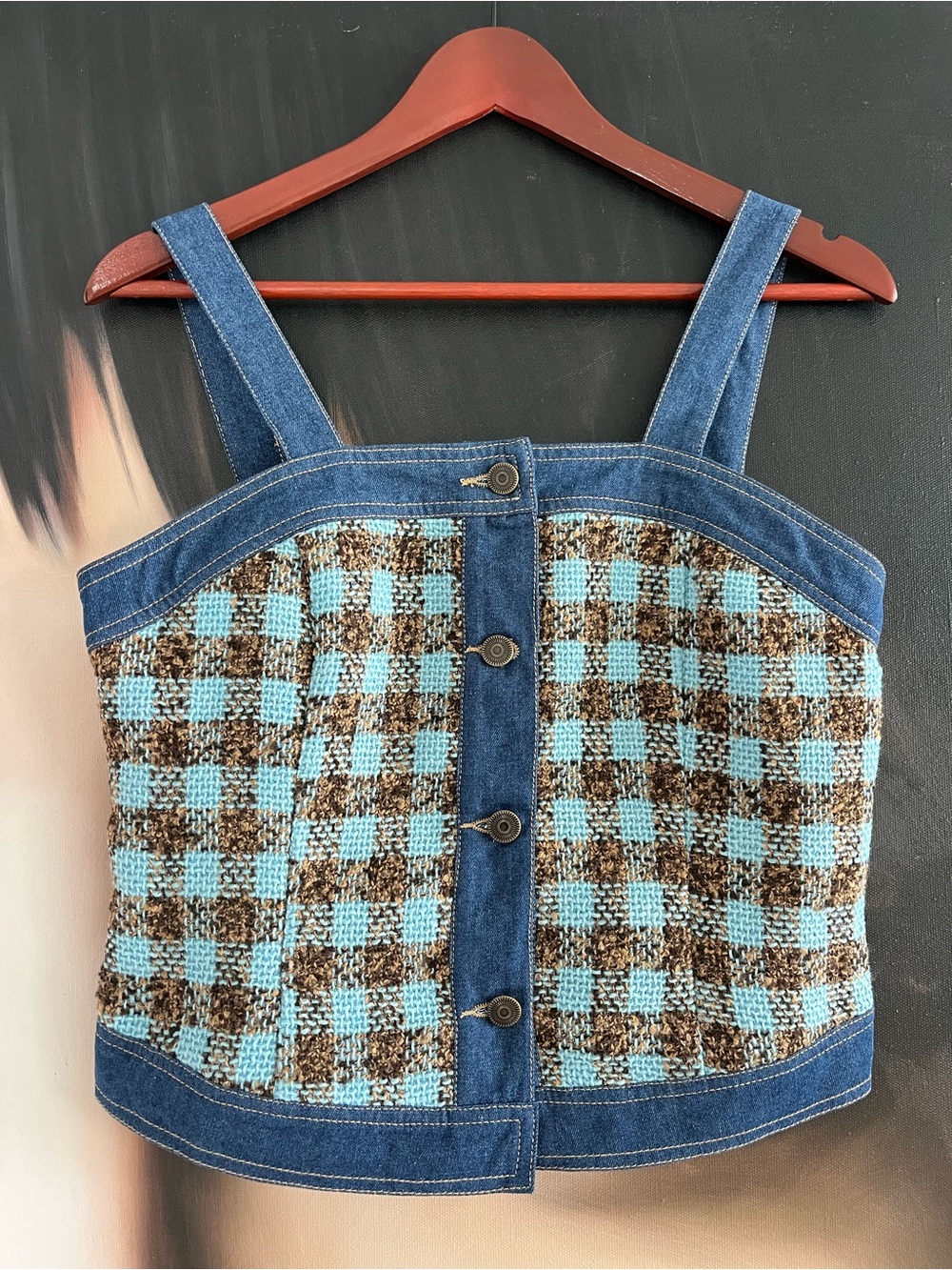 New Denim-Trim tweed top
